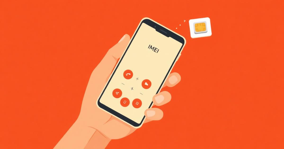 Illustration of a hand holding an Android phone dialling the IMEI check code to find out whether a vivo model supports eSIM